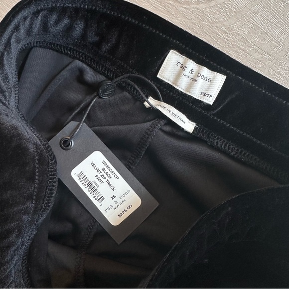 NWT Rag & Bone Black Velvet Zip Track Pant - Size XS - Picture 8 of 8